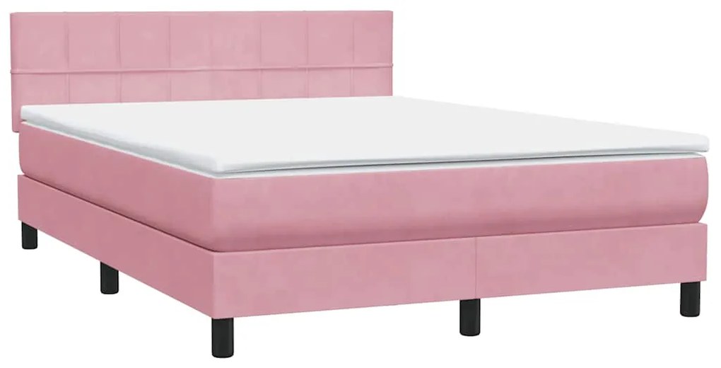 vidaXL Κρεβάτι Boxspring με Στρώμα Ροζ 160x210 εκ. Βελούδινο