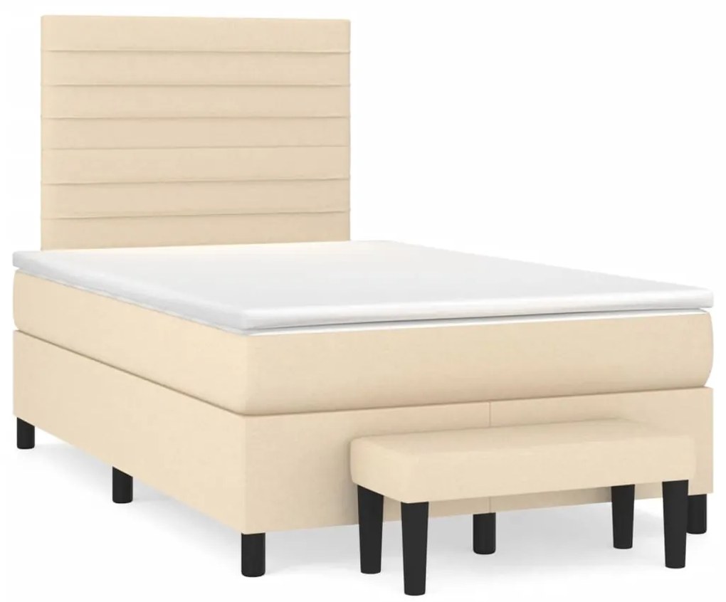 vidaXL Κρεβάτι Boxspring με Στρώμα Κρεμ 120x190 εκ. Υφασμάτινο