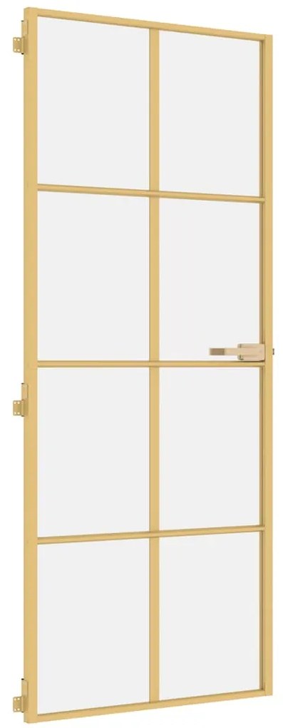 vidaXL Εσωτερική Πόρτα Χρυσή 83 x 201,5 εκ. Ψημένο Γυαλί &amp; Αλουμίνιο