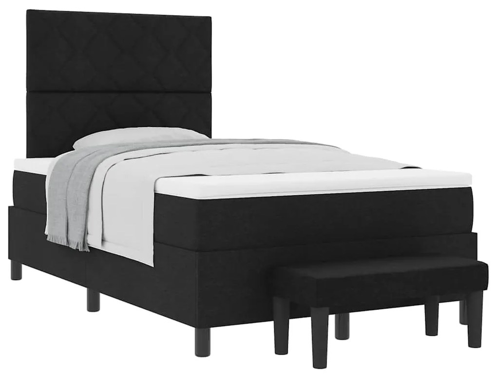 vidaXL Κρεβάτι με ελατήρια με στρώμα Μαύρο 120 x 190 cm ύφασμα