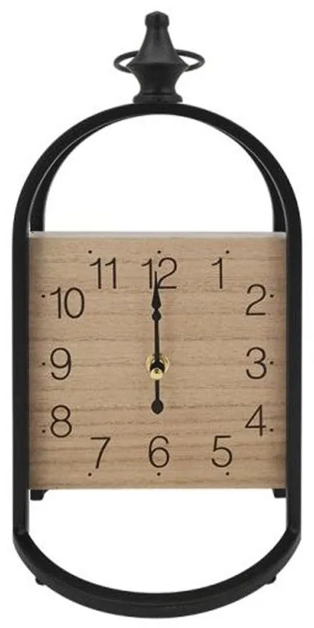 Ρολόι Επιτραπέζιο 125-124-362 17x14x33cm Black-Brown Mdf,Μέταλλο