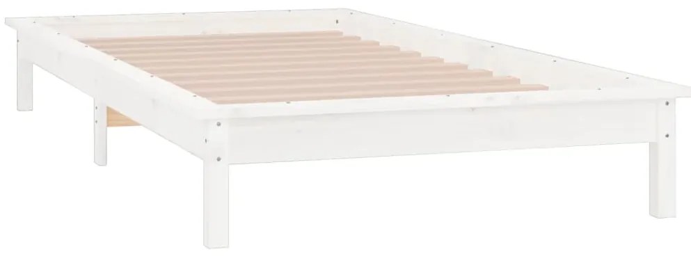 vidaXL Πλαίσιο Κρεβατιού με LED Λευκό 90 x 200 εκ. από Μασίφ Ξύλο