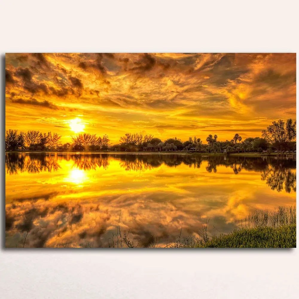 Πίνακας Καμβάς Με Φως Led 239SHN3287 70x45cm Multi Wallity Οριζόντιοι Ξύλο, Καμβάς