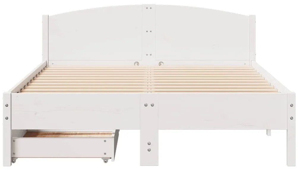 vidaXL Σκελετός Κρεβ. Χωρίς Στρώμα Λευκό 140x190 εκ Μασίφ Πεύκο