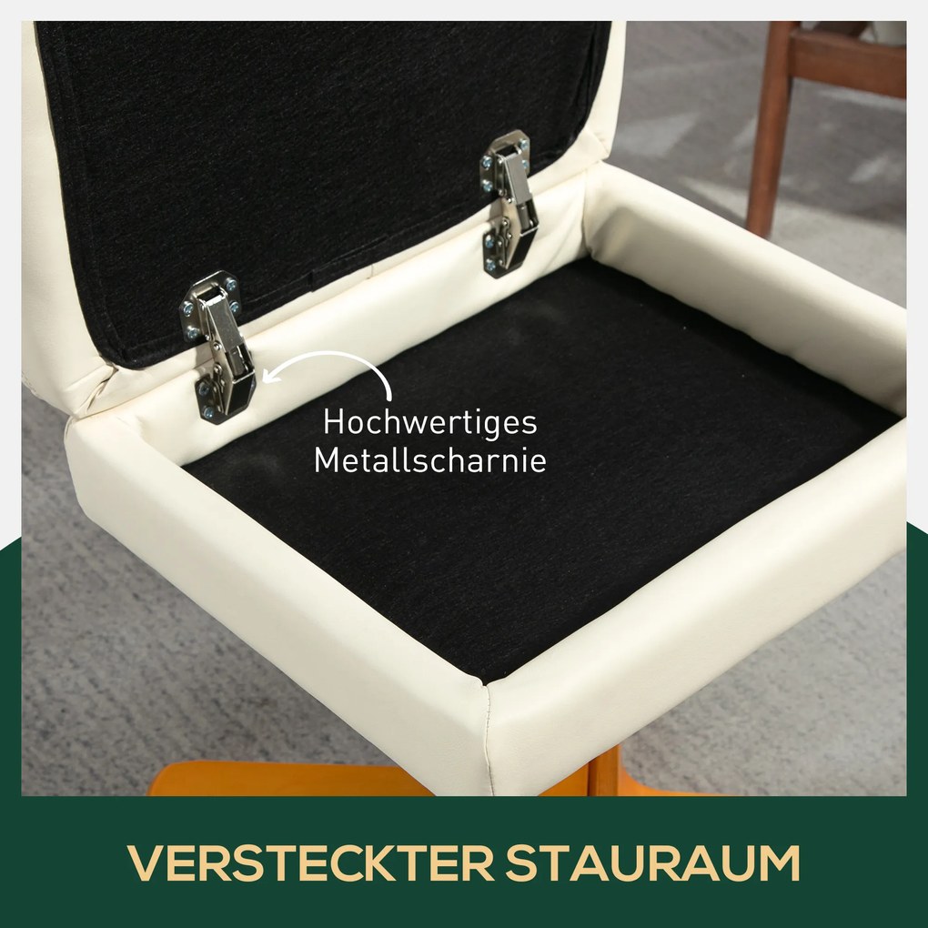 HOMCOM Πολυθρόνα Relax με υποπόδιο, πλάτη ρυθμιζόμενη 145°, περιστροφή 360°, τεχνητό δέρμα, Κρεμ λευκό