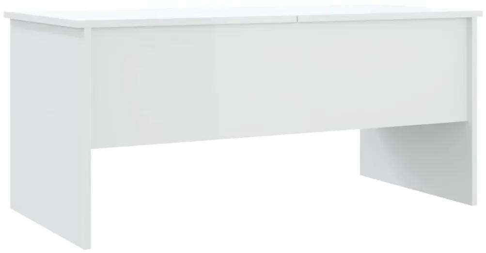 Τραπεζάκι Σαλονιού Γυαλ. Λευκό 102x50,5x46,5 εκ. Επεξεργ. Ξύλο - Λευκό