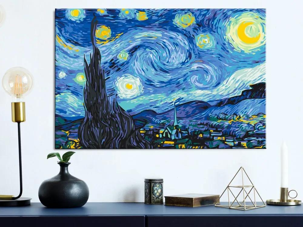 Πίνακας ζωγραφικής με αριθμούς αναπαραγωγή Vincent van Gogh - Starry Night - 60x40