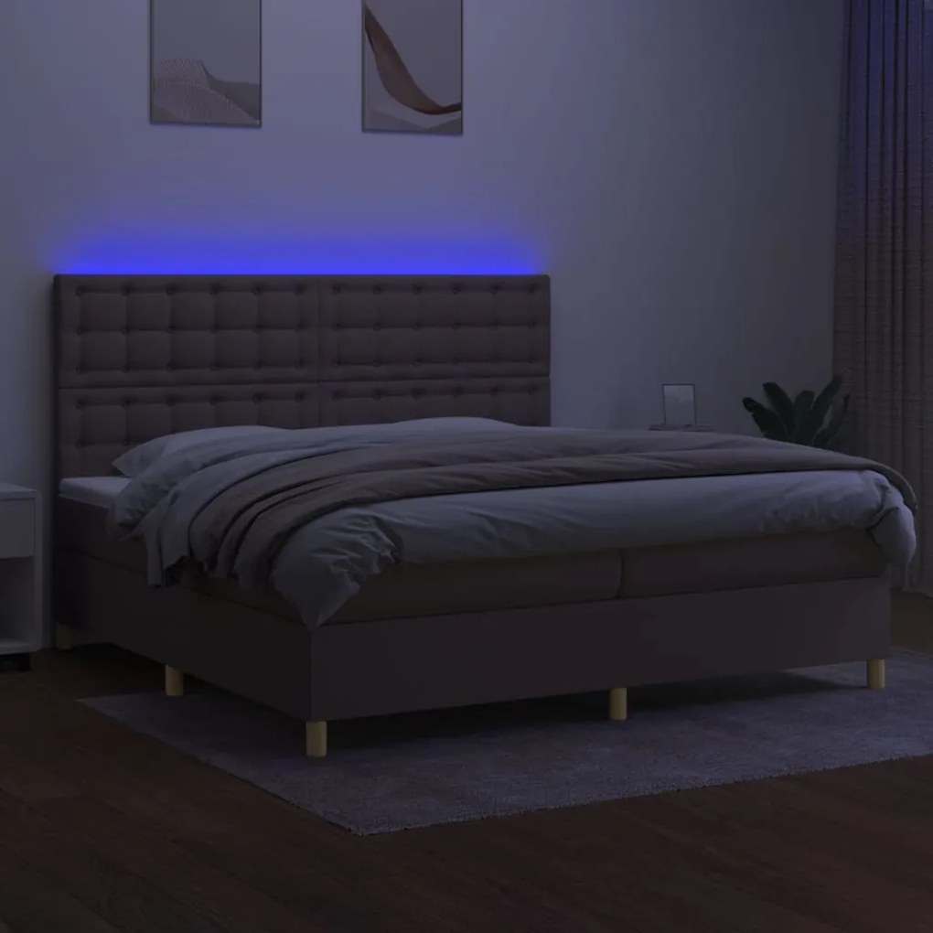 ΚΡΕΒΑΤΙ BOXSPRING ΜΕ ΣΤΡΩΜΑ &amp; LED TAUPE 200X200 ΕΚ. ΥΦΑΣΜΑΤΙΝΟ 3135785