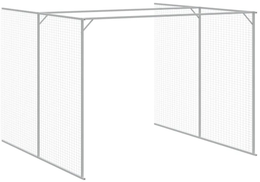 vidaXL Σπιτάκι Σκύλου με Αυλή Αν. Γκρι 214x1069x181 εκ Γαλβαν. Χάλυβας