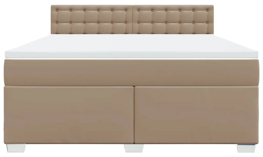 vidaXL Κρεβάτι Boxspring με Στρώμα Καπουτσίνο 180x200 εκ. Συνθ. Δέρμα