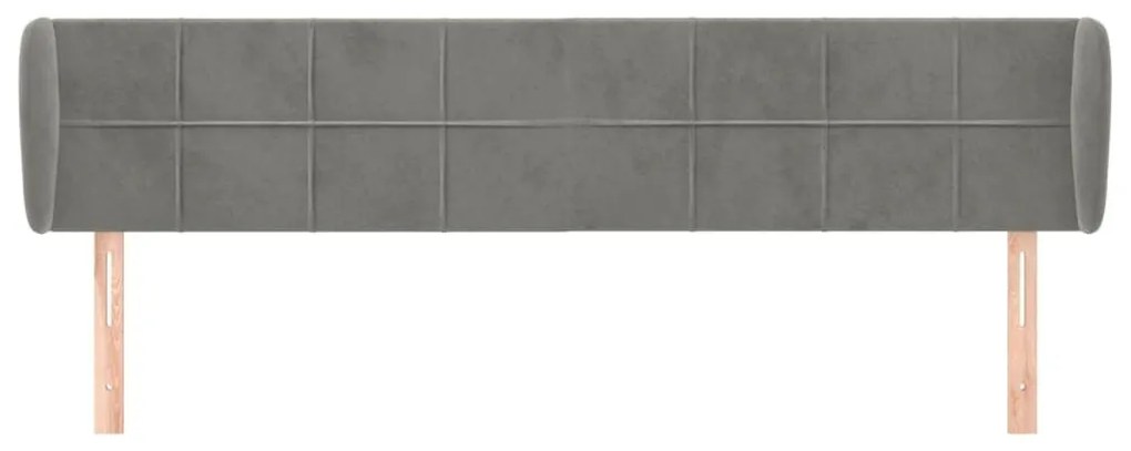 Κεφαλάρι με Πτερύγια Ανοιχτό Γκρι 183x23x78/88 εκ. Βελούδινο - Γκρι