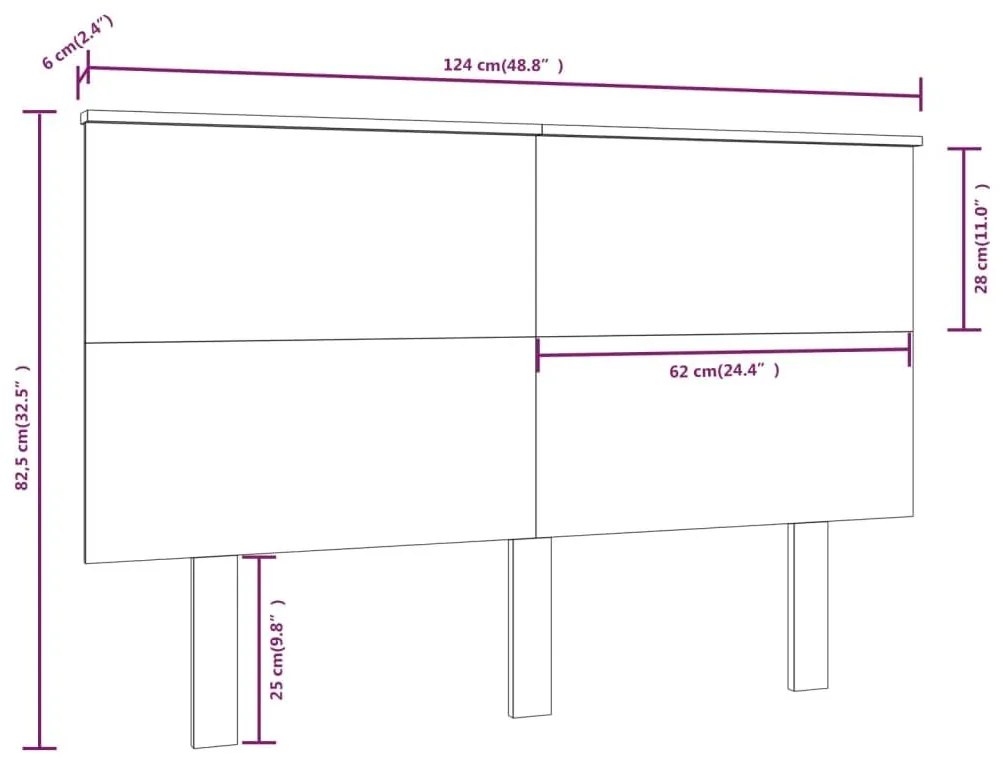 Κεφαλάρι Κρεβατιού Μελί 124x6x82,5 εκ. από Μασίφ Ξύλο Πεύκου - Καφέ