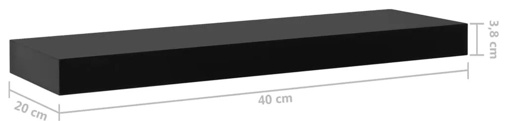 vidaXL Ράφια Τοίχου 2 τεμ. Μαύρα 40 x 20 x 3,8 εκ.