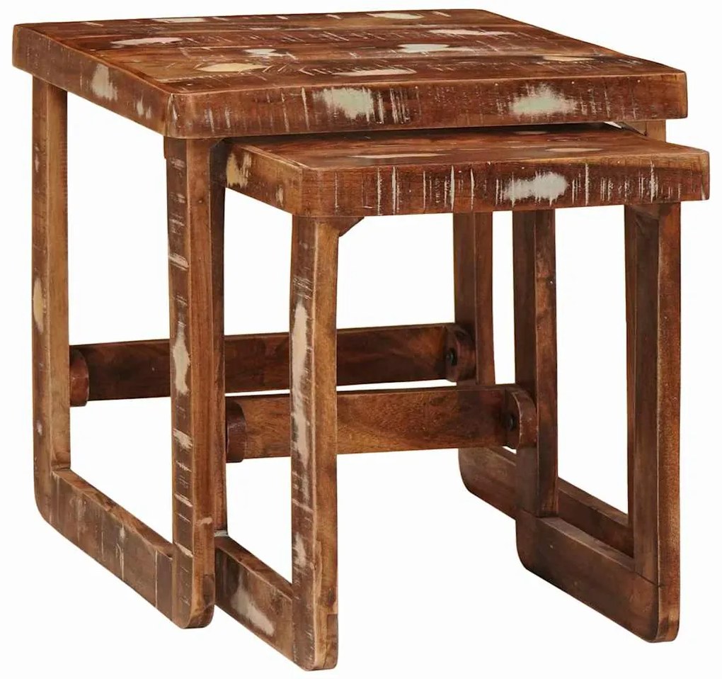 vidaXL Ένθετα τραπέζια 2 pcs 46 x 46 x 45 εκ. Στερεό Ανακτηθέν Ξύλο