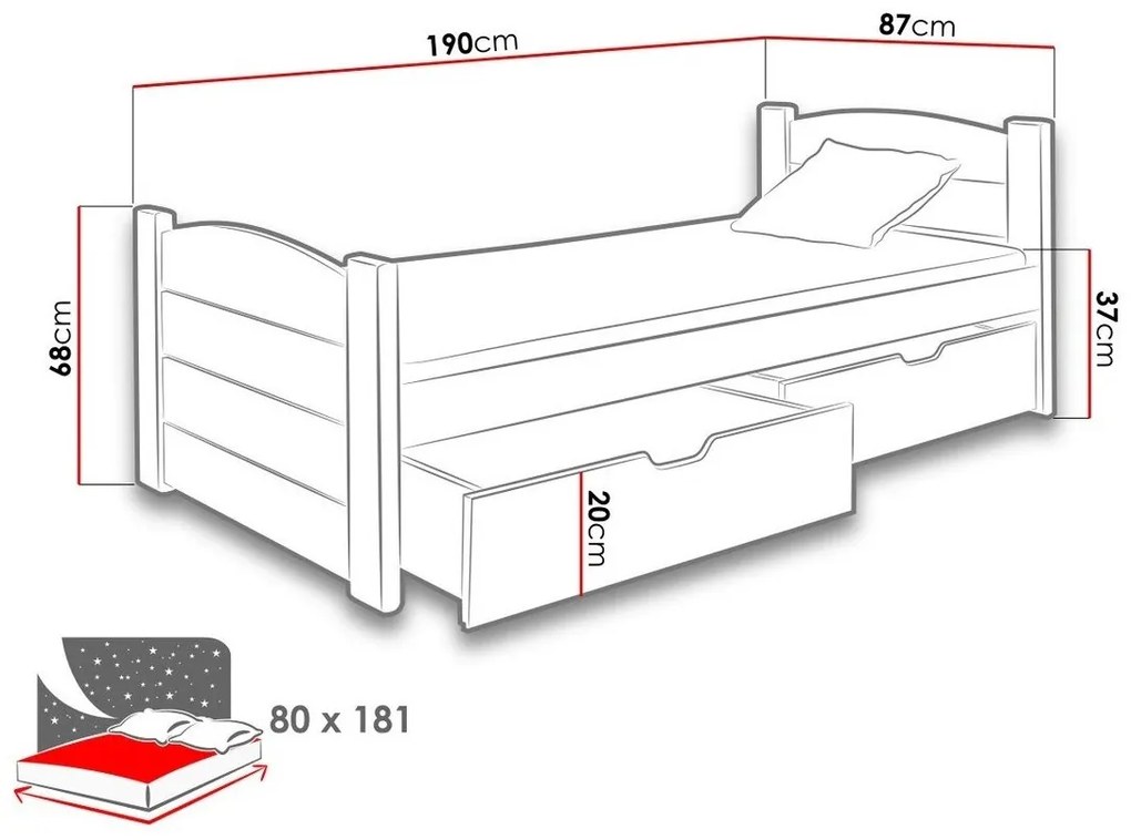 Κρεβάτι Henderson 125, Μονόκλινο, Καφέ, 80x180, Ξύλο, Τάβλες για Κρεβάτι, 87x190x68cm, 59 kg, Ξύλο: Πεύκο | Epipla1.gr