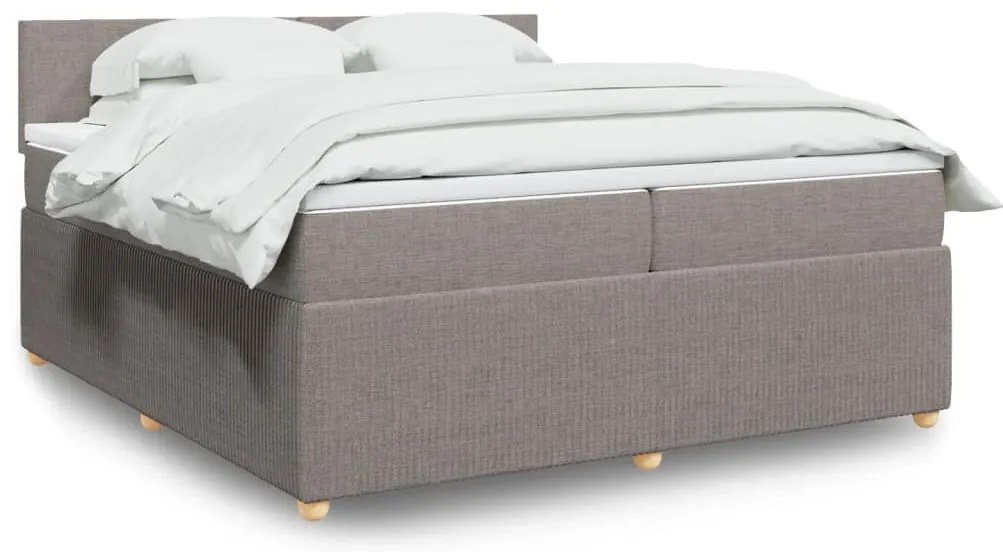 vidaXL Κρεβάτι Boxspring με Στρώμα Taupe 200x200 εκ. Υφασμάτινο
