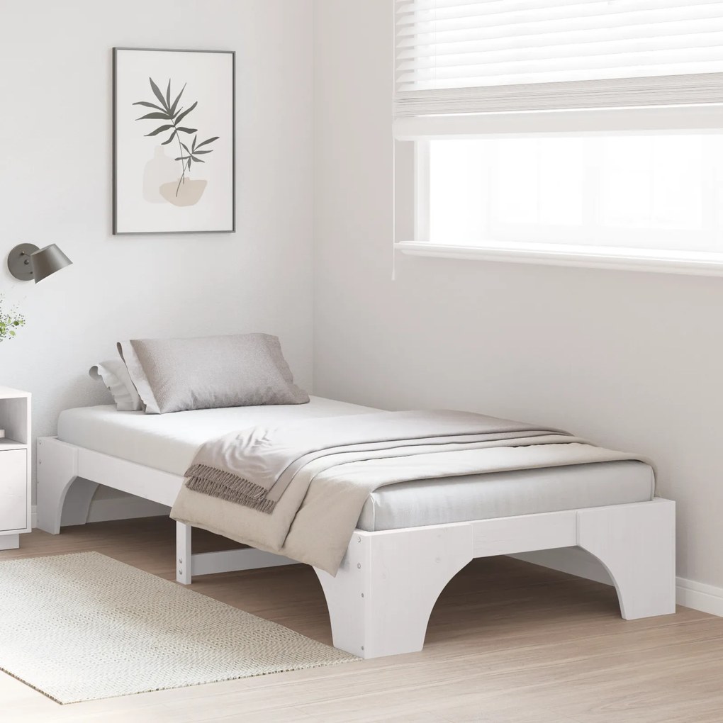 vidaXL Κρεβάτι Λευκό 90x200 cm από Μασίφ Ξύλο Πεύκου
