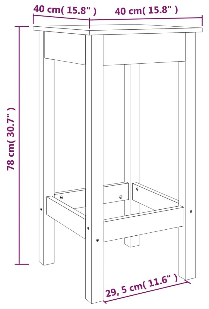 ΣΚΑΜΠΟ ΜΠΑΡ 2 ΤΕΜ. 40 X 40 X 78 ΕΚ. ΑΠΟ ΜΑΣΙΦ ΞΥΛΟ ΠΕΥΚΟΥ 833259