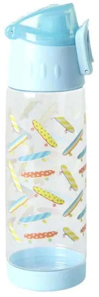 Μπουκάλι Με Στόμιο "Skateboard" RICE-PLBOT-SKATE 500ml 6,5x21cm Blue-Multi Πλαστικό Rice 500ml Plastic