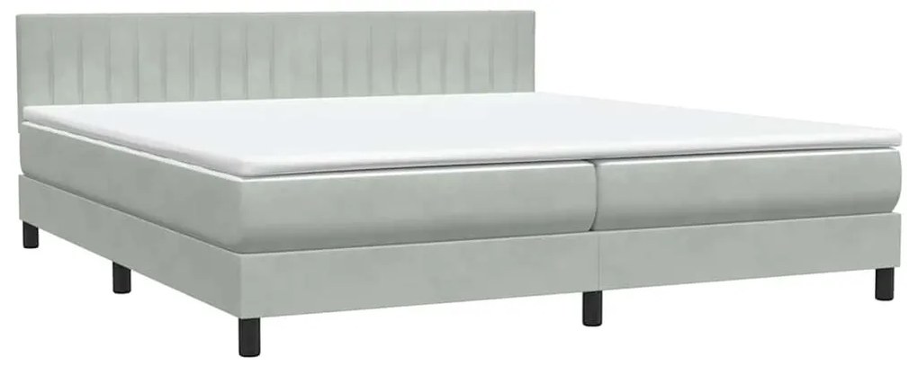 vidaXL Κρεβάτι Boxspring με Στρώμα Ανοιχτό Γκρι 180x210 εκ. Βελούδινο