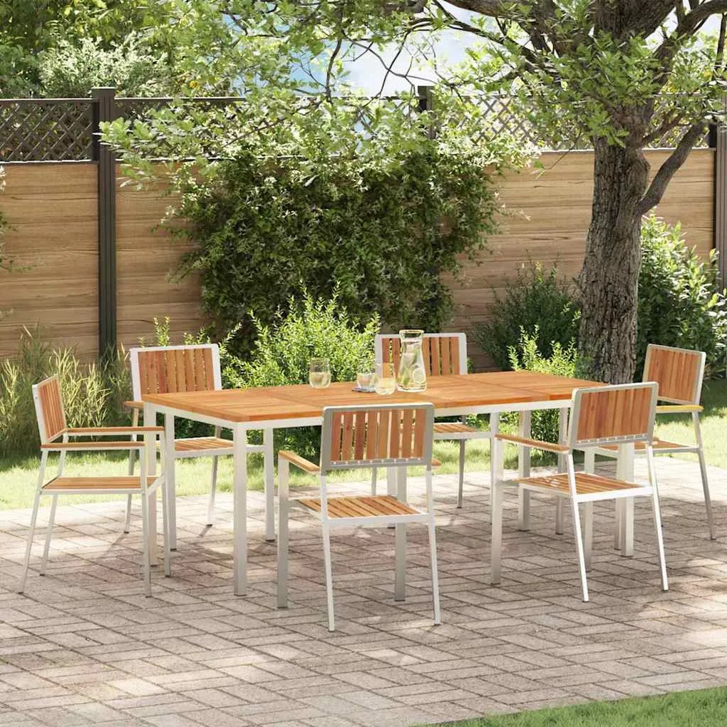 vidaXL Σέτ φαγητού για κήπο 7 pcs Καφέ Μασίφ ξύλο ακακίας