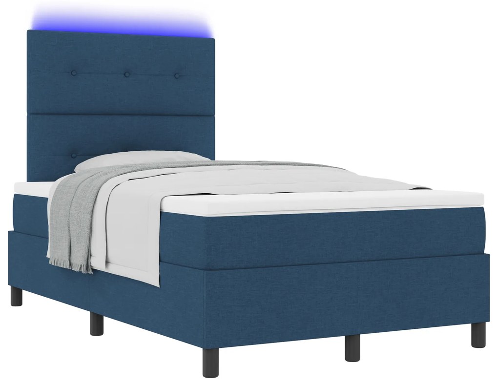 vidaXL Κρεβάτι με Σανίδα με Στρώμα & LED Μπλε 120x190 εκ. Υφάσματος