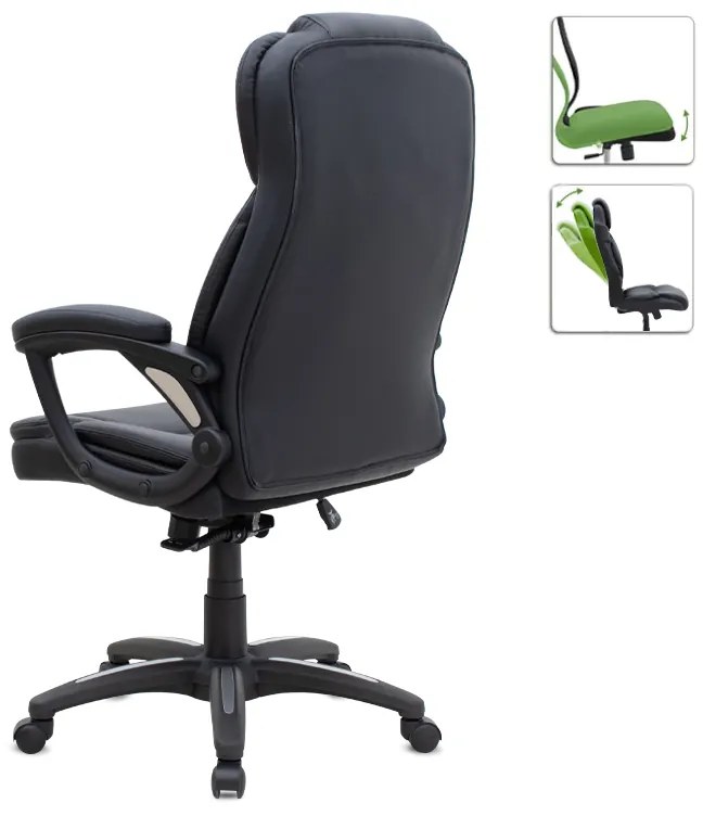 Καρέκλα γραφείου διευθυντική Morgan Megapap από τεχνόδερμα χρώμα μαύρο 67x65x112/122εκ.