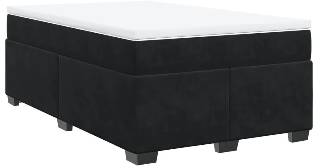 vidaXL Κρεβάτι Boxspring με Στρώμα Μαύρο 120x190 εκ. Βελούδινο