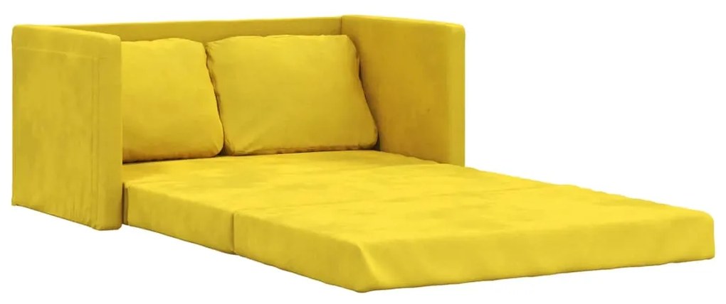 vidaXL Καναπές-Κρεβάτι Δαπέδου 2σε1 Σκ. Κίτρινο 122x204x55 εκ. Βελούδο