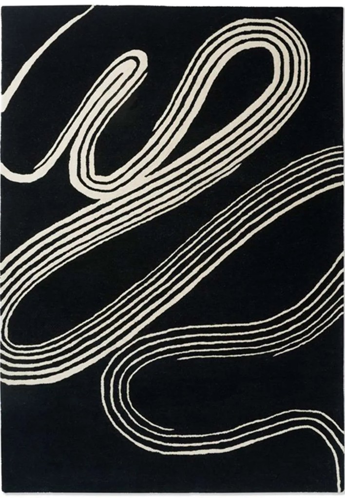 Χαλί Décor Flow Caviar 091305 Black-White Brink &amp; Campman 160X230cm