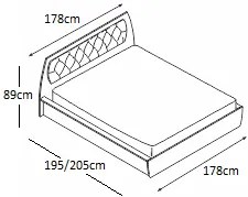 Κρεβάτι ξύλινο με δερμάτινη/ύφασμα TAIS 160x200 DIOMMI 45-244