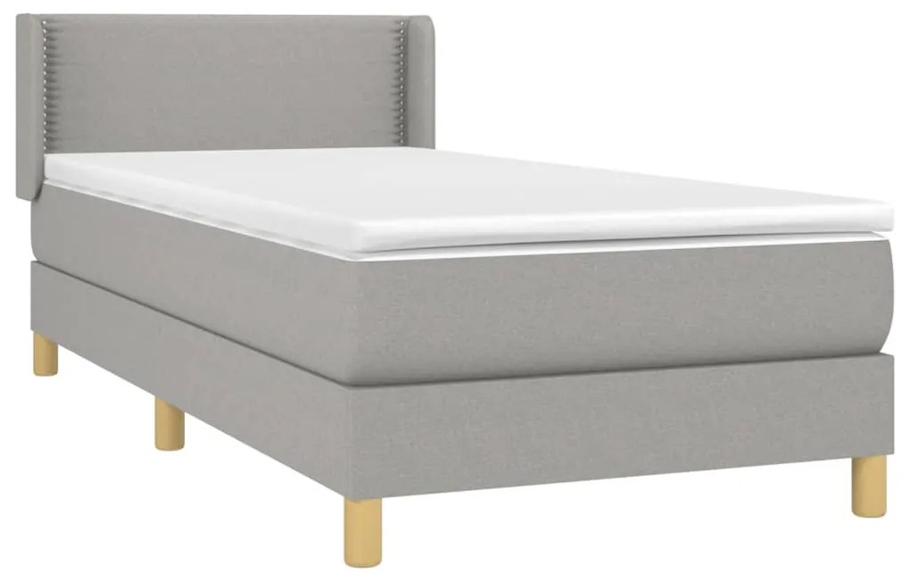 Κρεβάτι Boxspring με Στρώμα Ανοιχτό Γκρι 100x200 εκ. Υφασμάτινο - Γκρι