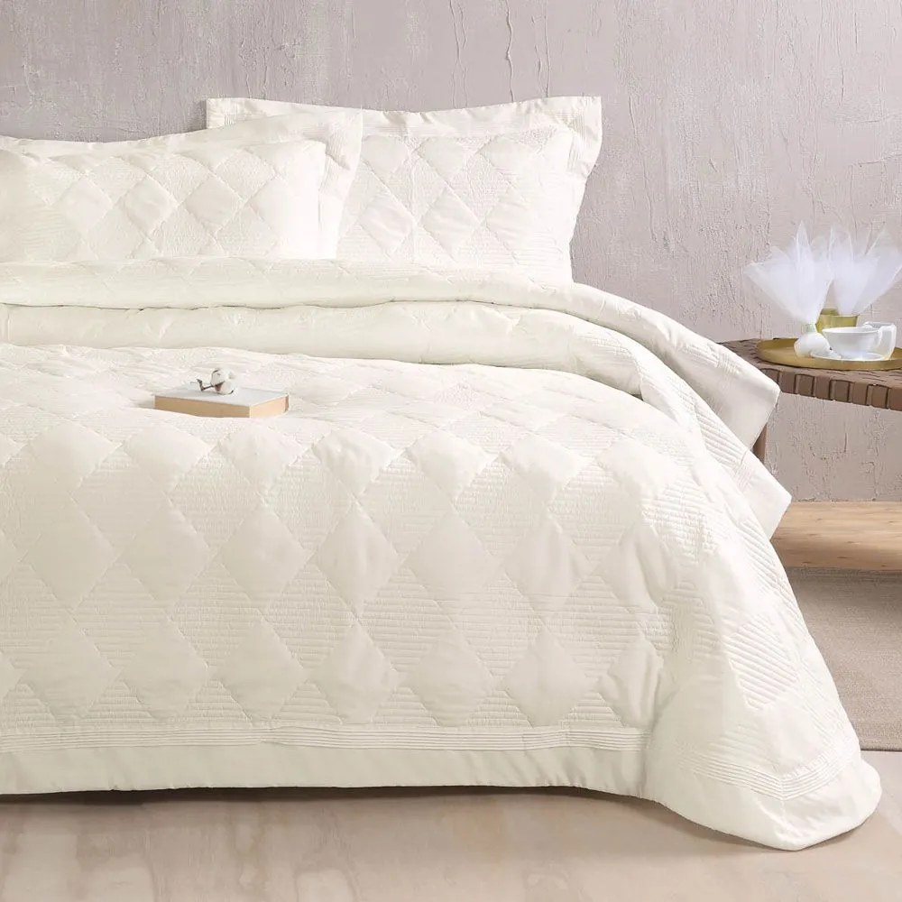 Κουβερλί Με Σεντόνια Charmy (Σετ 7τμχ) Ecru Ρυθμός Queen Size 235x250cm Microsatin