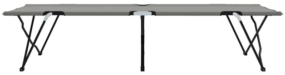 vidaXL Αναδιπλούμενο Κρεβάτι Κάμπινγκ 2 pcs Γκρι 206 x 76 x 74 εκ