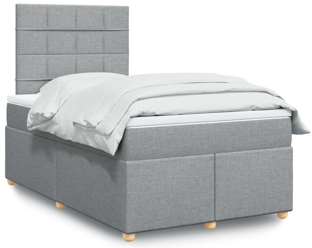 vidaXL Κρεβάτι Boxspring με Στρώμα Ανοιχτό Γκρι 120x200 εκ. Υφασμάτινο