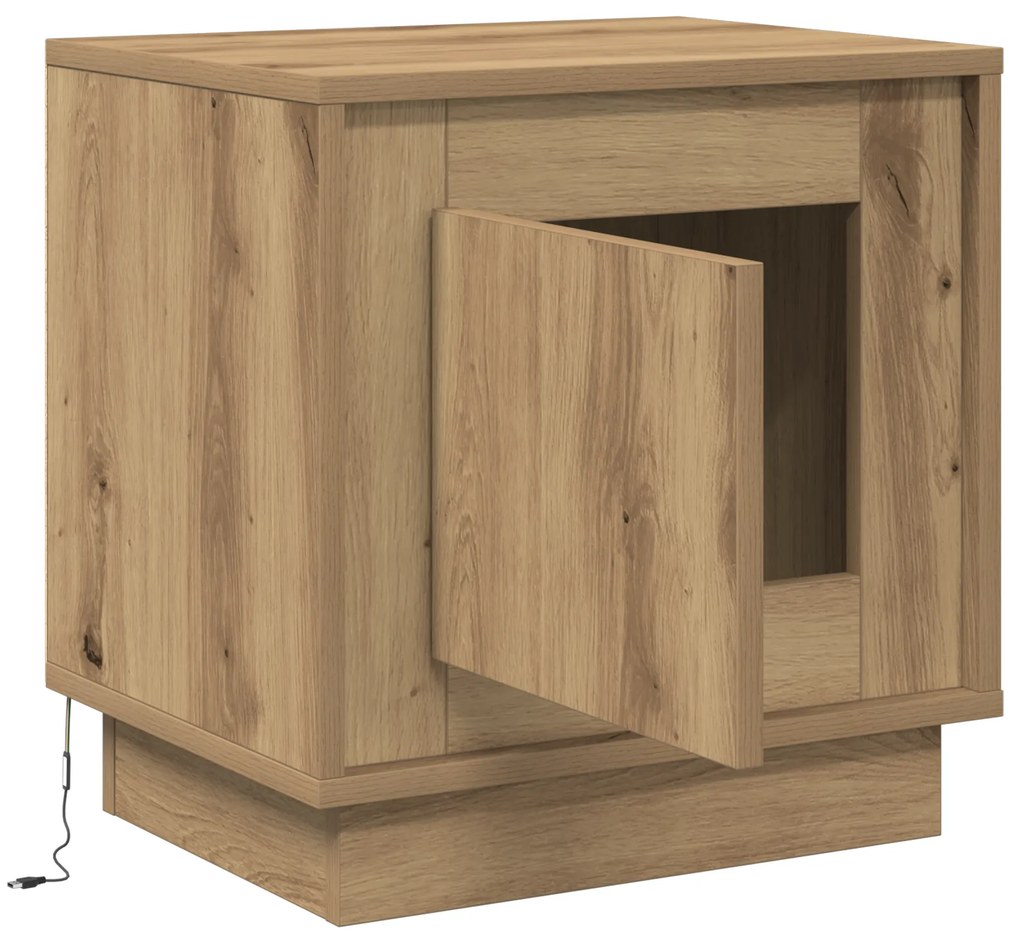 vidaXL Κομοδίνο με LED Φώτα Artisan Oak 44x34,5x45 εκ.
