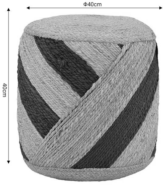 Σκαμπό Relous Inart φυσικό-μαύρο 100% γιούτα 40x40x40εκ 37x37x39 εκ.