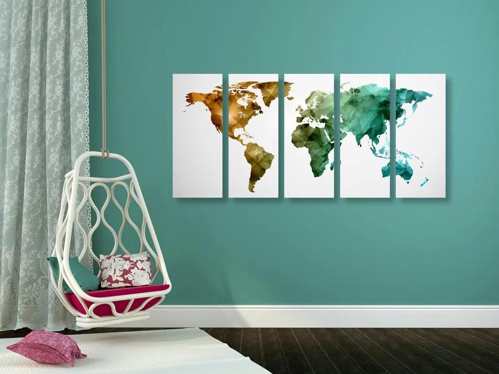 Πολύχρωμος πολυγωνικός παγκόσμιος χάρτης εικόνας 5 μερών