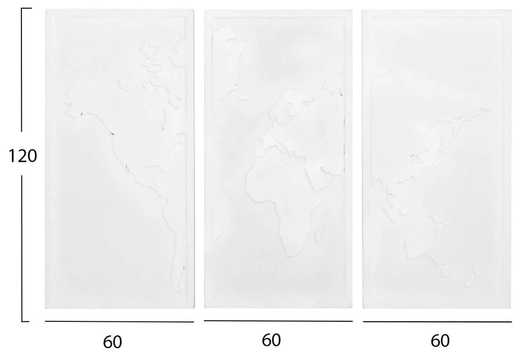 ΠΙΝΑΚΑΣ 3-ΠΤΥΧΟΣ WORLD MAP SANTORINI HM4504 MDF ΣΕ ΥΠΟΛΕΥΚΟ ΧΡΩΜΑ 180x4(πάχος)x120Υεκ.