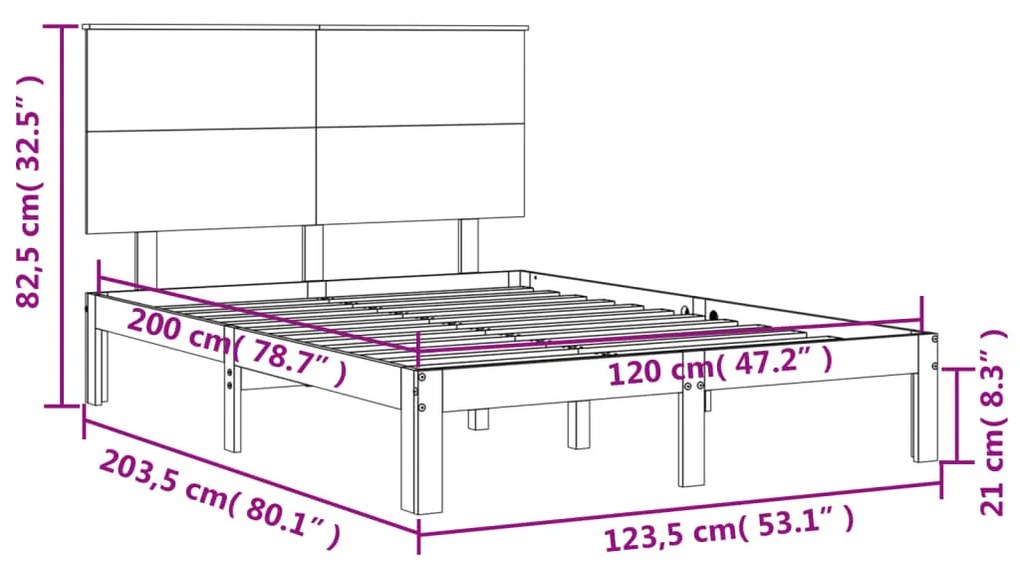 ΠΛΑΙΣΙΟ ΚΡΕΒΑΤΙΟΥ ΜΕ ΚΕΦΑΛΑΡΙ ΛΕΥΚΟ 120X200 ΕΚ. ΜΑΣΙΦ ΞΥΛΟ 3193657