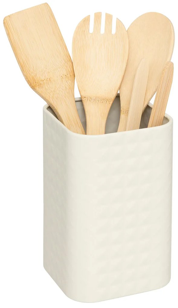 Κουτάλες Μαγειρικής + Βάση (Σετ 5τμχ) F-V Sensia 190133 Beige