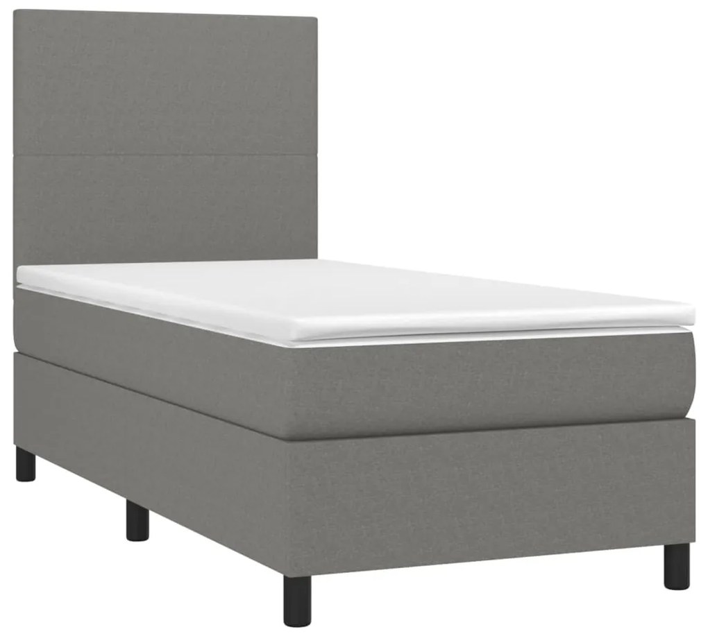 ΚΡΕΒΑΤΙ BOXSPRING ΜΕ ΣΤΡΩΜΑ &amp; LED ΣΚ.ΓΚΡΙ 80X200 ΕΚ. ΥΦΑΣΜΑΤΙΝΟ 3134670