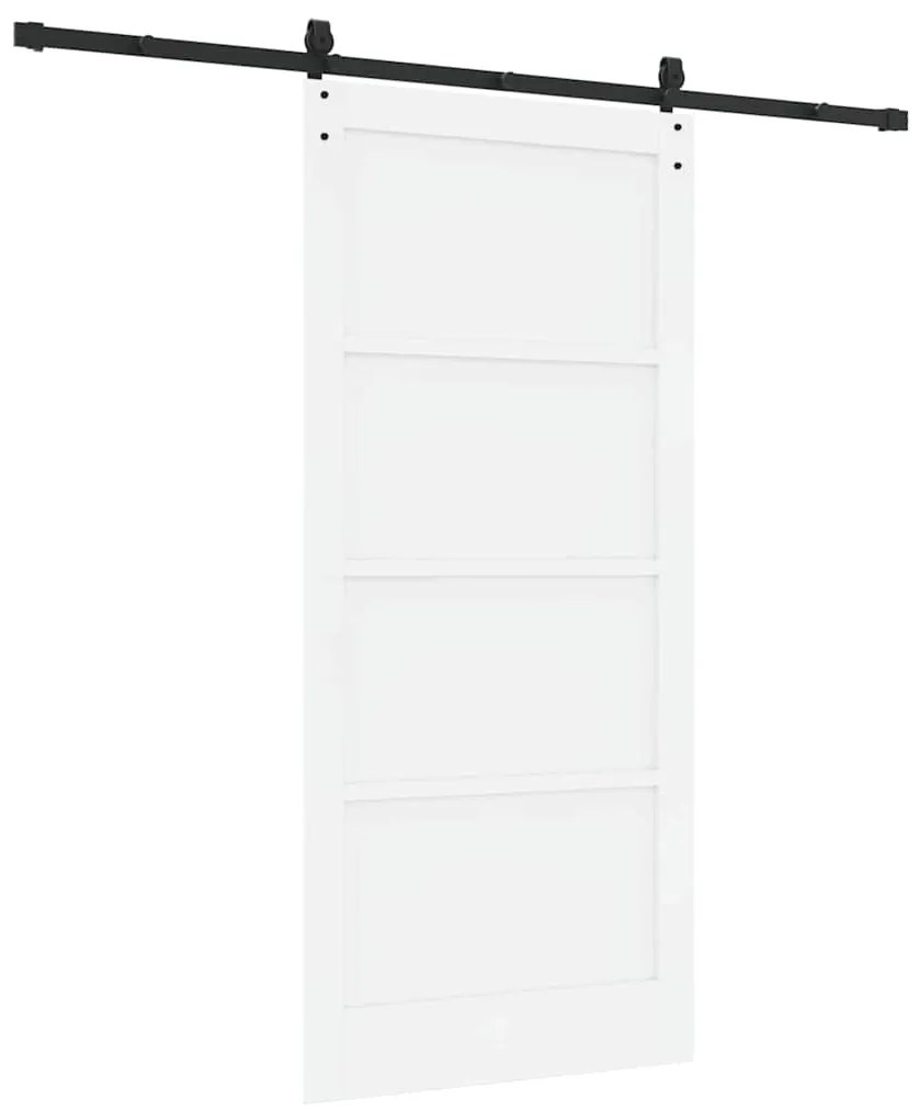 vidaXL Συρόμενη Πόρτα Χειροκίνητος Λευκό 93 x 202 cm Μασίφ ξύλο πεύκου