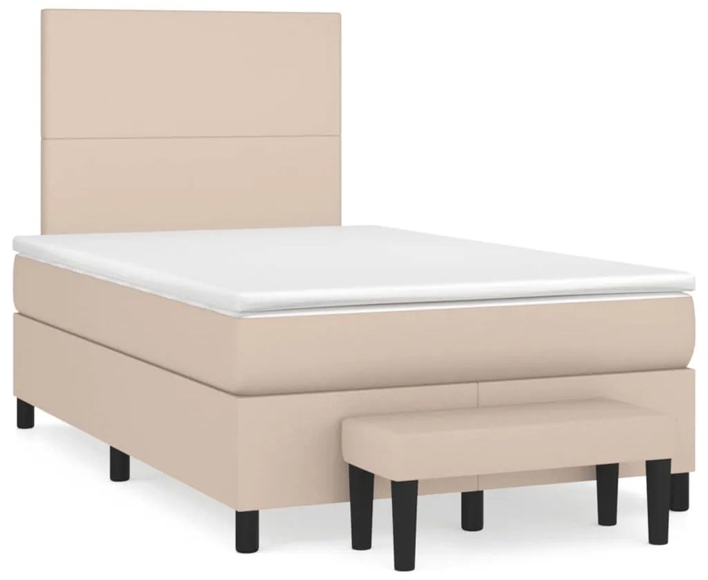 vidaXL Κρεβάτι Boxspring με Στρώμα Καπουτσίνο 120x190εκ.από Συνθ.Δέρμα