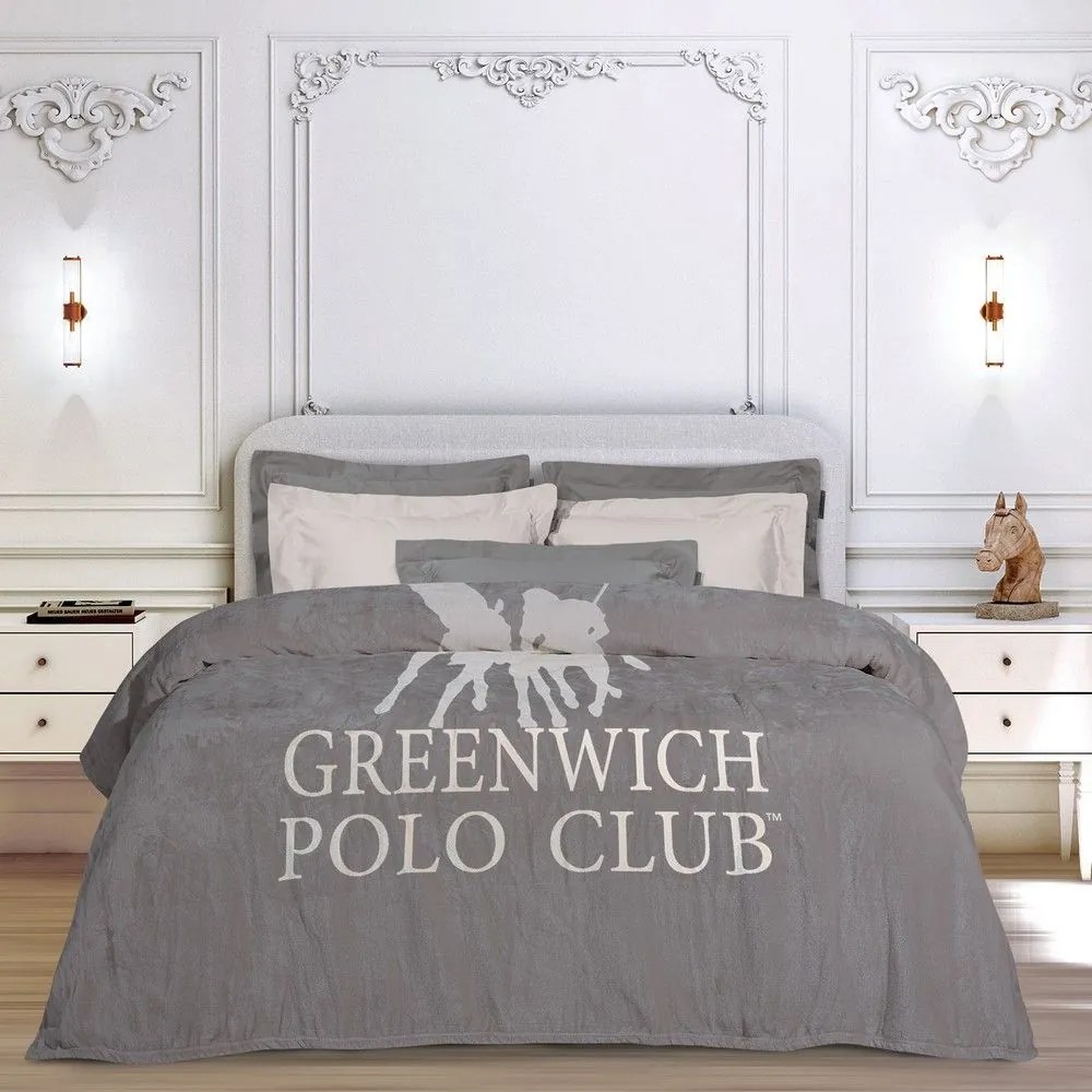 Κουβέρτα 3489 Fleece Grey Greenwich Polo Club Υπέρδιπλo 220x240cm Πολυέστερ
