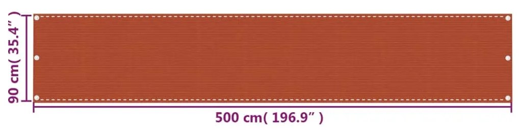 vidaXL Διαχωριστικό Βεράντας Πορτοκαλί 90 x 500 εκ. από HDPE