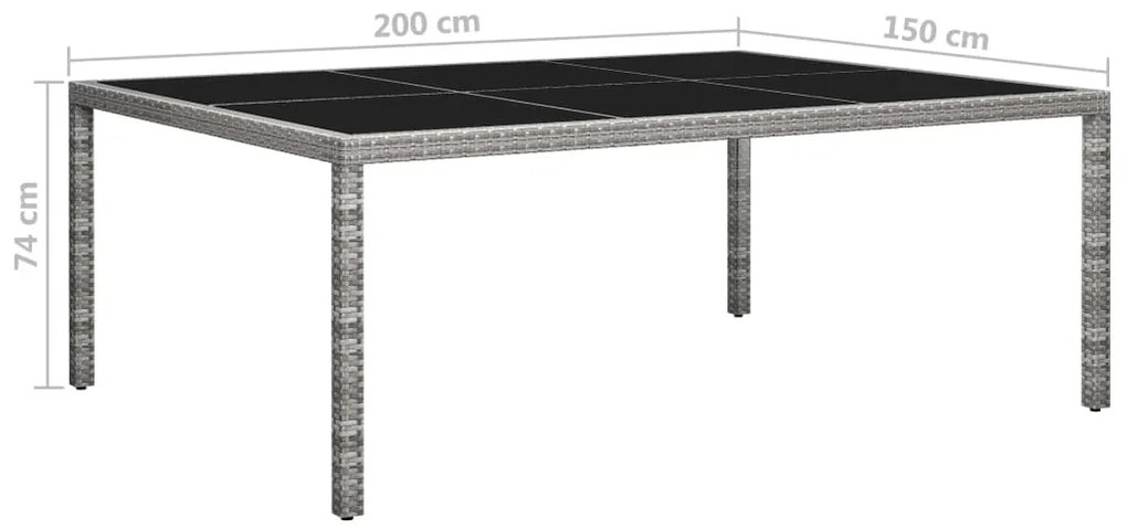 vidaXL Τραπεζαρία Εξωτερικού Χώρου Γκρι 200x150x74 εκ. Συνθετ. Ρατάν