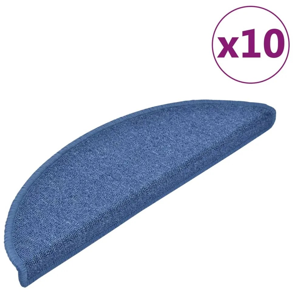 vidaXL Πατάκια Σκαλιών 10 τεμ. Μπλε Ημίστρογγυλά 56x17x3 εκ.