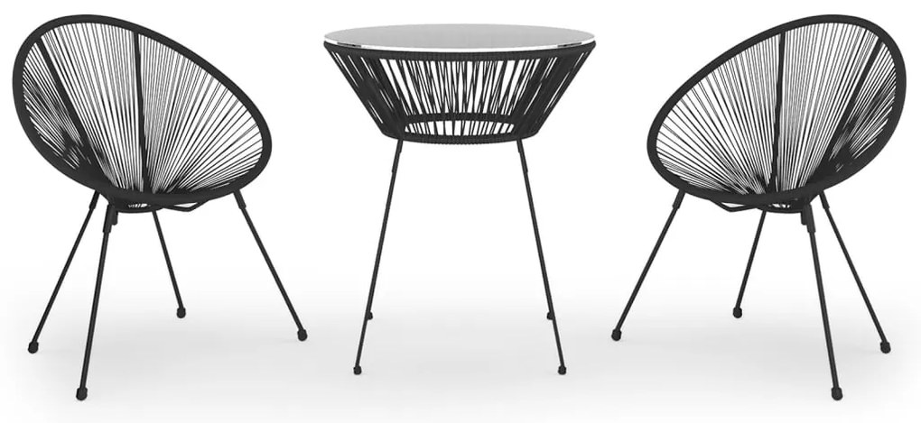 vidaXL Τραπεζαρία Κήπου Σετ 3 Τεμαχίων Μαύρο