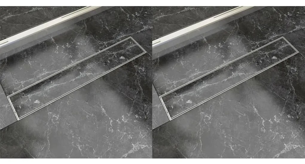 vidaXL Σιφόνια Ντουζιέρας Γραμμικά 2 τεμ. 630x140 χιλ. Ανοξείδ. Ατσάλι